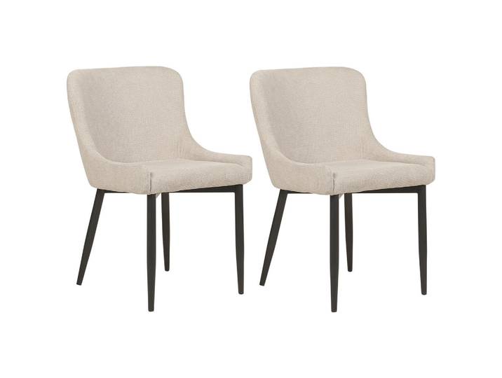 Beliani Stuhl 2er-Set hellbeige/schwarz Everly, Schwarz, Beige, 52x82x62 cm, Esszimmer, Stühle