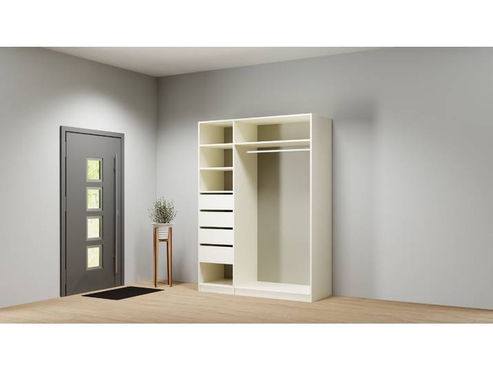 Offener Kleiderschrank mit Kleiderstange nach Maß Premium Dekore Creme
