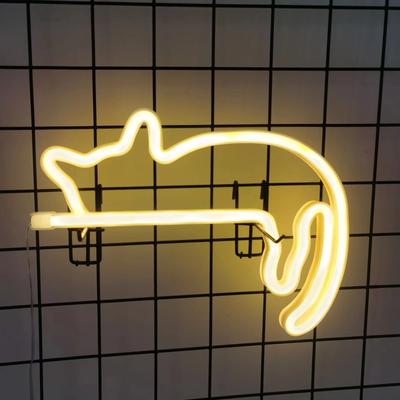Uplift Picks Cute Cat Neon Light LED Bedroom Wall Decor yellow 0 5 W