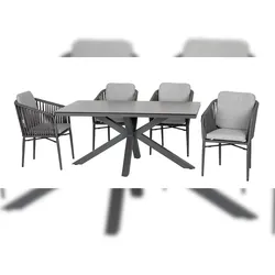 acamp Tischgruppe 4er 57437 Manhattan grau  / 1x queens Tisch x-Beine Art. 40275