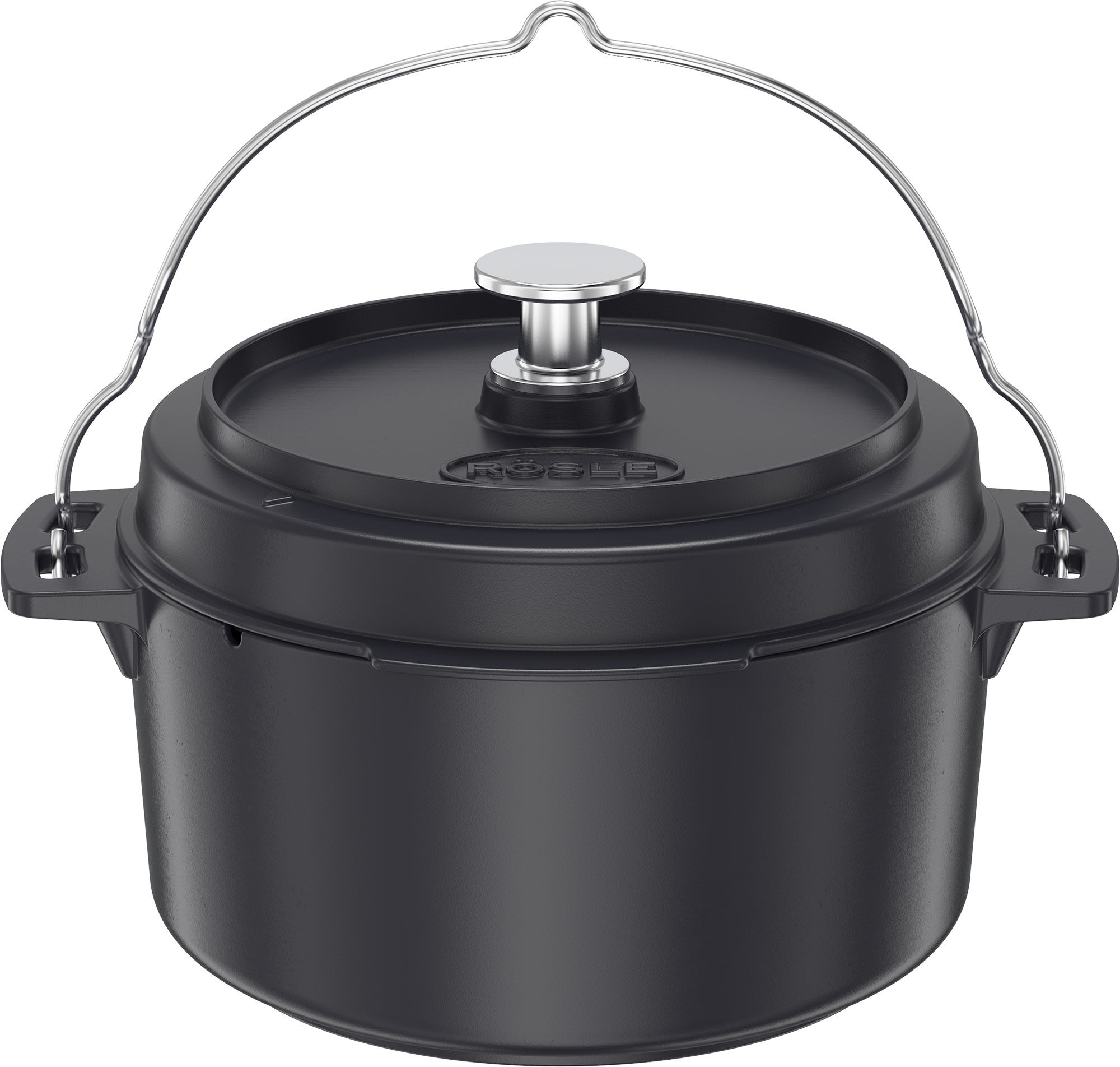 Grilltopf RÖSLE "Dutch Oven", schwarz, H:22,5cm Ø:28cm, Töpfe, Grilltopf, Ø 28 cm schwarz Ø 28cm + Höhe 22,5cm