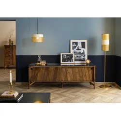 Sideboard Mango 185x45x65 braun geölt / dunkler Granit LOS ANGELES #107