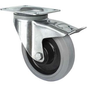 CASCOO Schwerlastrolle Serie R4E2, Lenkrolle, 160mm Ø, Gummi, Tragkraft 300kg, mit Bremse