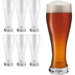 Van-Well Biergläser Bavaria, mit Füllstrich, Weizenbierglas, aus dickwandigem Glas, 0,5 Liter, 6 Stück