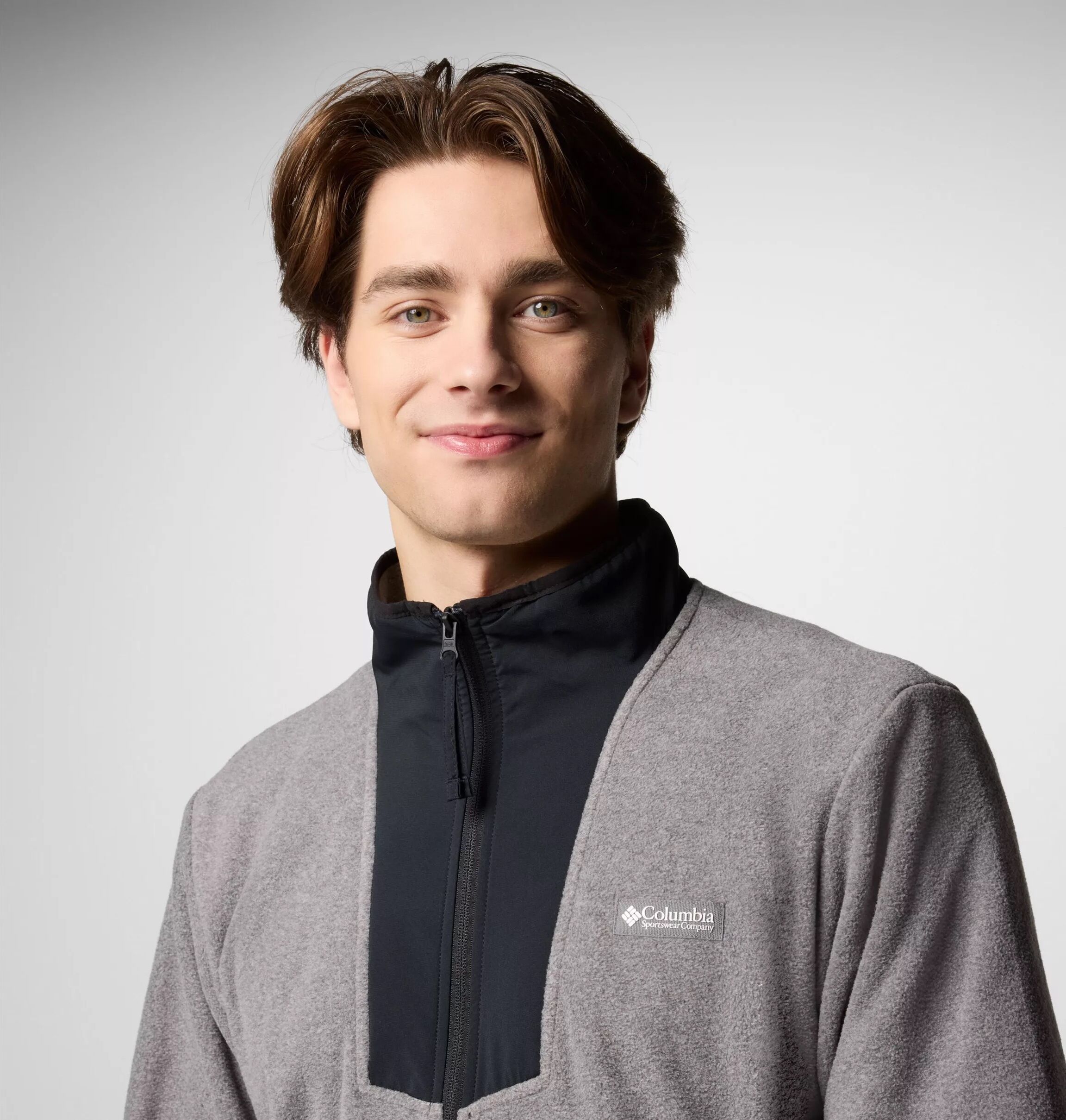 Fleecejacke COLUMBIA "SEQUOIA GROVE FULL ZIP FLEECE", Herren, Gr. M, schwarz (city grau heather, schwarz), Obermaterial: 100% Polyester, elastischer Bund, Jacken Fleecejacke, mit durchgehendem Reissverschluss city grau heather, schwarz M