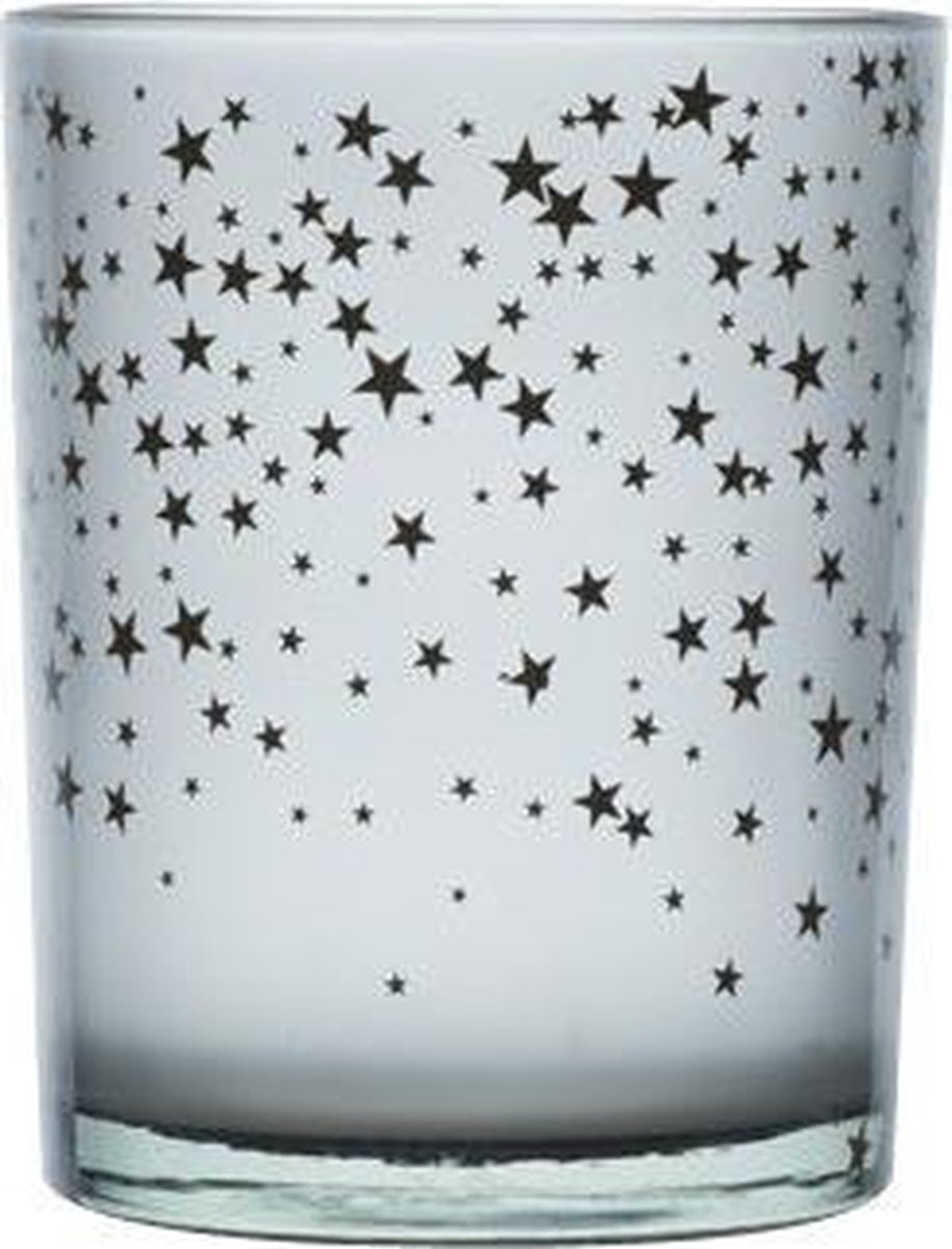 Cosy @ Home Theelichthouder Grijs Rond Glas B10 H12,5 cm
