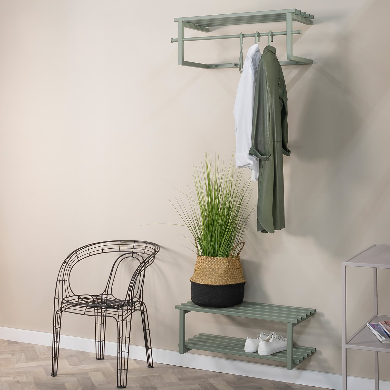 home24 Hangend schoenenrek Rizzoli groen, B: 71 cm, D: 26 cm, H: 34 cm