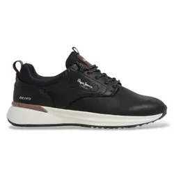 Pepe Jeans für Herren. PMS600048 Bampton Urban Ledersneaker schwarz (44), Wohnung, Schnürsenkel, Lässig