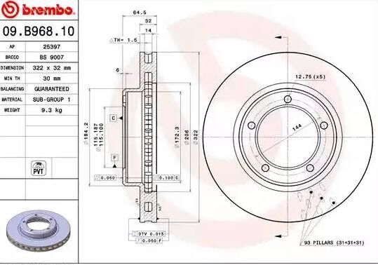 BREMBO 09.B968.11 Brake disc