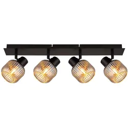 Deckenstrahler 4 flammig Wohnzimmerlampe Deckenleuchte Rauchglas Deckenlampe verstellbar, 4x E14, LxH 69,5 x 13,7 cm