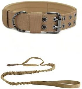 Uplift Essentials Professional Heavy Duty Tactical Dog Collar And Training Leash Set brown xl