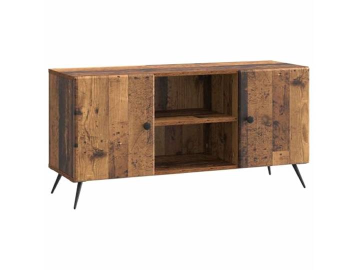 KUPTYERFG TV-Schrank Altholz-Optik 102x34,5x50 cm Fernsehtisch Stilvolles TV-Board für Wohnzimmer und Schlafzimmer mit zwei Schwenktüren, offener Ablage sowie 60 kg Belastbarkeit.