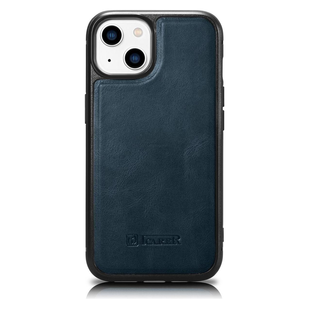 iCarer Leather Oil Wax case covered with natural leather for iPhone 14 Plus blue (WMI14220719-BU) (Apple iPhone 14 Plus) (WMI14220719-BU)