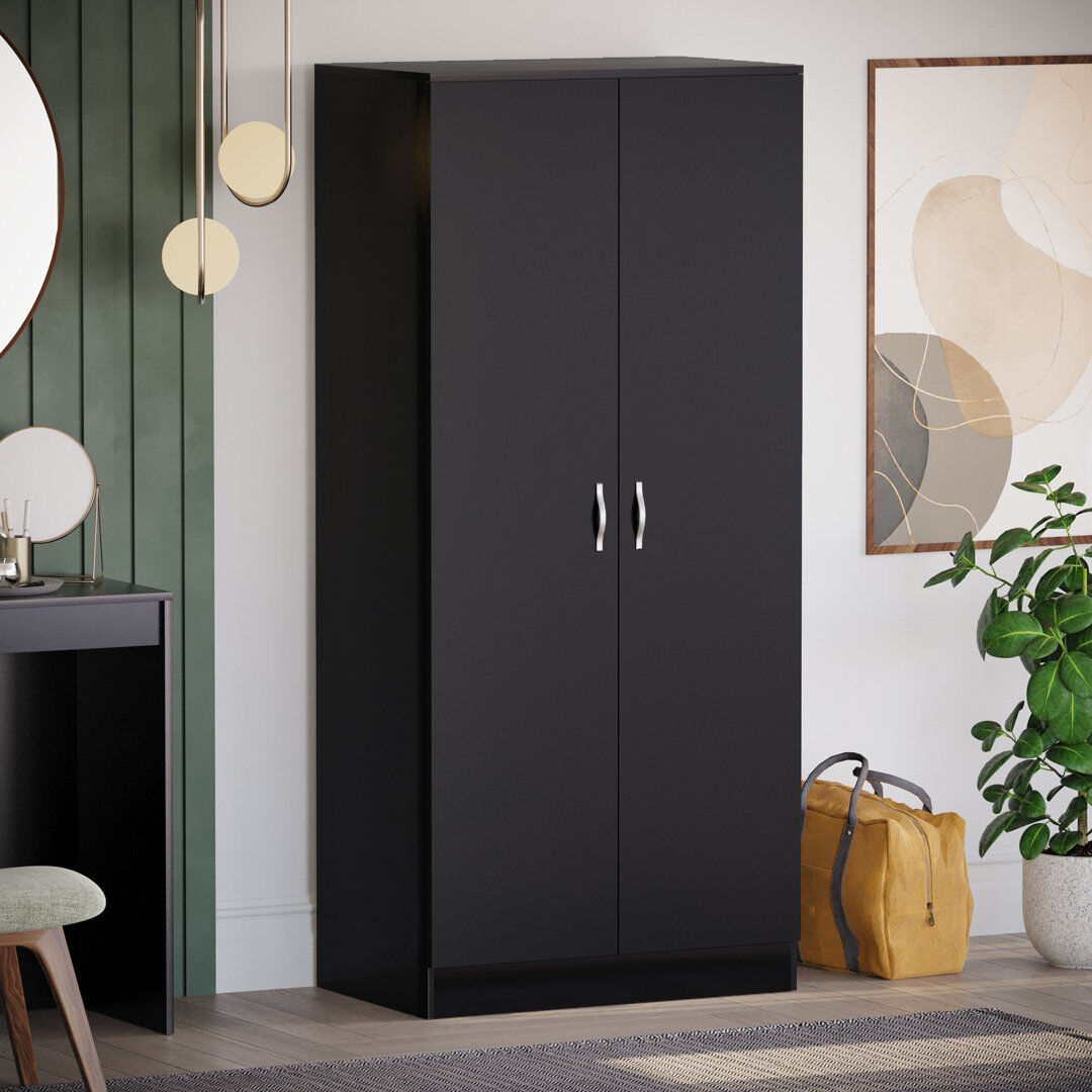 Hashtag Home Maybery 2 Door Wardrobe Black 170cm H X 76cm W X 53cm D