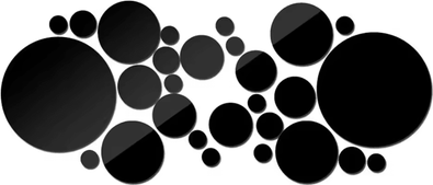 Inspire Curations 26 Piece Round Acrylic Mirror Wall Sticker Set black medium