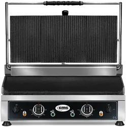 GMG - Kontaktgrill - ▲ Gerillt  ▼ Glatt - mit Grillplatten aus Gusseisen, Fettauffangschale und Temperaturregelung 50° - 300° C