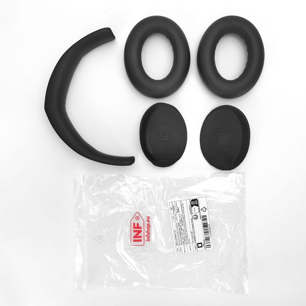 INF Oorkussens en hoofdbandkussen voor Bose QC Ultra, zwart