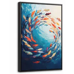 LEINWAND Bilder mit Rahmen - Meer - Fische - Bunt - Dynamisch - 40x60