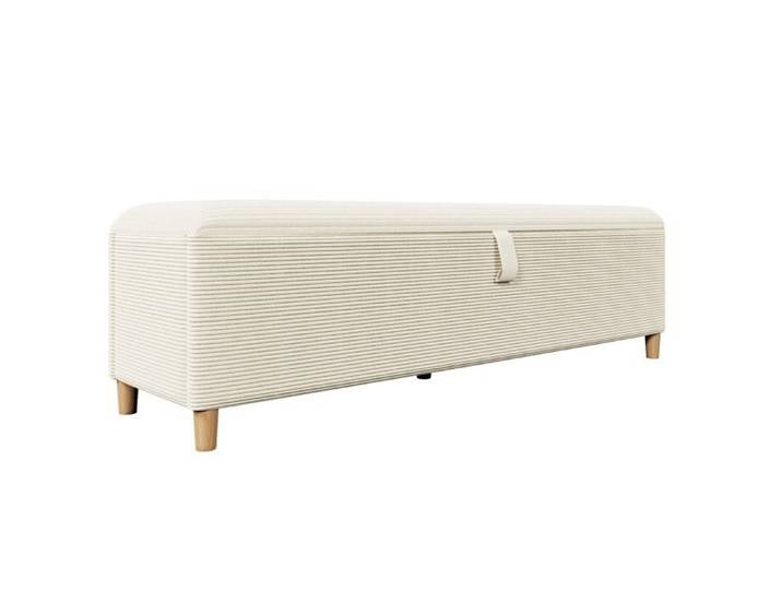 Banquette de lit avec rangement intégré Beige Banc rembourré avec Espace de rangement hydraulique 145 x 38 cm banquette de lit
