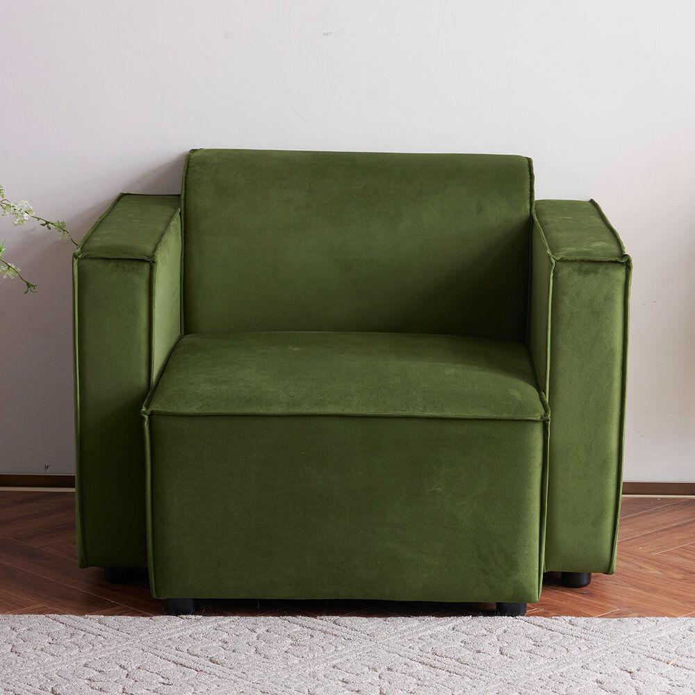 17 Stories Necie Linen Sofa Vine Green 1