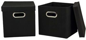Household Essentials Storage Cubes with Lid and Grommet Handles, Set of 2