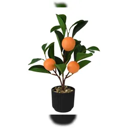 Decoris Künstlicher Orangenbaum 27cm im Topf Kunstpflanze Orangenbäumchen Topfpflanze Apfelsine Frühlingsdeko Osterdeko Sommerdeko Zitruspflanze Orange Grün