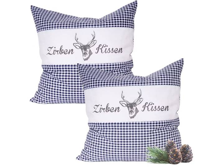 2er-Set Zirbenkissen Vichy Blau 30 x 30 cm