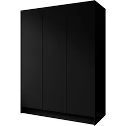 KLEIDERSCHRANK Mono Grifflos im Skandi-Stil, Schwarz 150/200/51 cm