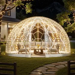 VEVOR Gartenkuppel, 2,9x1,7 m großes transparentes Blasenzelt für 2–4 Personen, geodätisches Kuppelgewächshaus mit Fenster, PVC-Zelt für Hinterhof, Terrasse, Camping, Party, Hochzeit