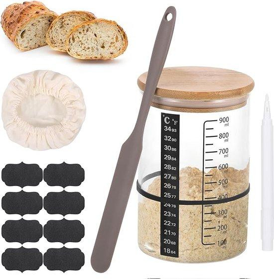 Famanu Zuurdesem Starterset met 900 ml glazen pot en houten deksel