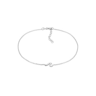 Fußkette ELLI "Fußschmuck Wellen Wave Strand Maritim 925 Silber" Gr. 22, silber, Fußketten, Damen, 22, Silber 925 (Sterlingsilber)