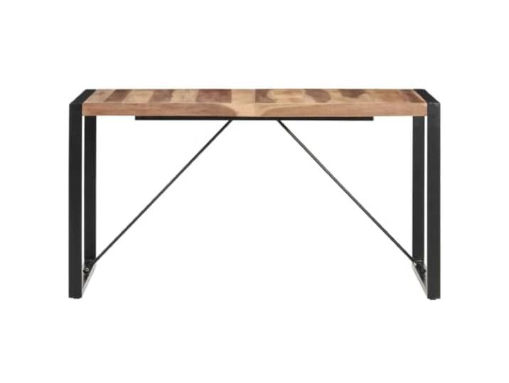 YUTAASU Esstisch 140x70x75 cm Massivholz Akazienholz, Gummibaumholz, Pulverbeschichtete Stahlbeine, Industrieller Look