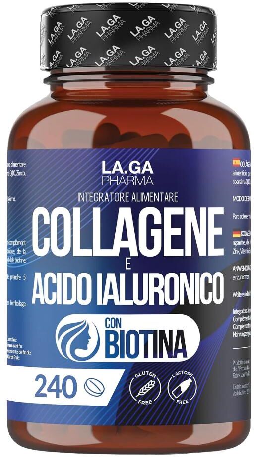 LA.GA. Srl Collagene e Acido Ialuronico con Biotina, 240 Compresse