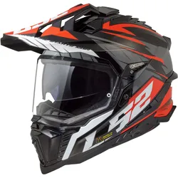 LS2 MX701 Explorer Spire, Endurohelm - Schwarz/Grau/Rot - S