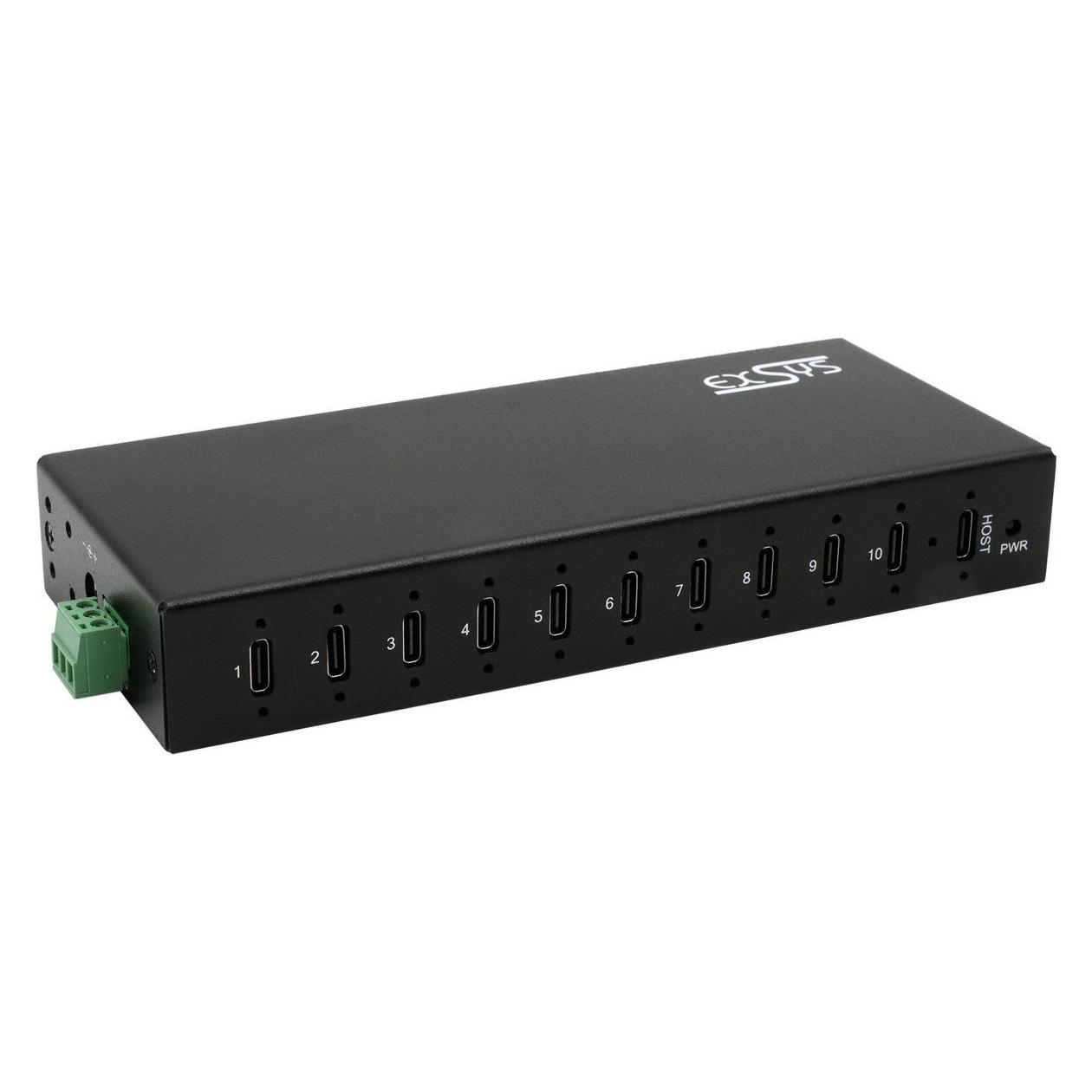 Exsys Industrial USB 3.2 Gen 2x1 Hub 10-Port (USB-C, 10 Ports) (EX-12270HMS)