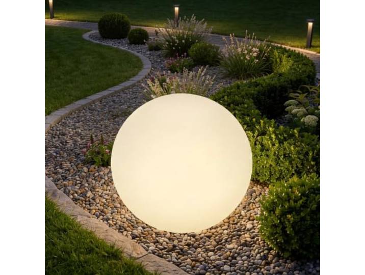 tectake® Lampe globe LED multicolore Taille L (Ø 50 x 50 cm) avec telecommande 16 couleurs Veilleuse Lampe jardin Luminaire exterieur Éclairage extérieur Eclairage piscine Salon de jardin exterieur