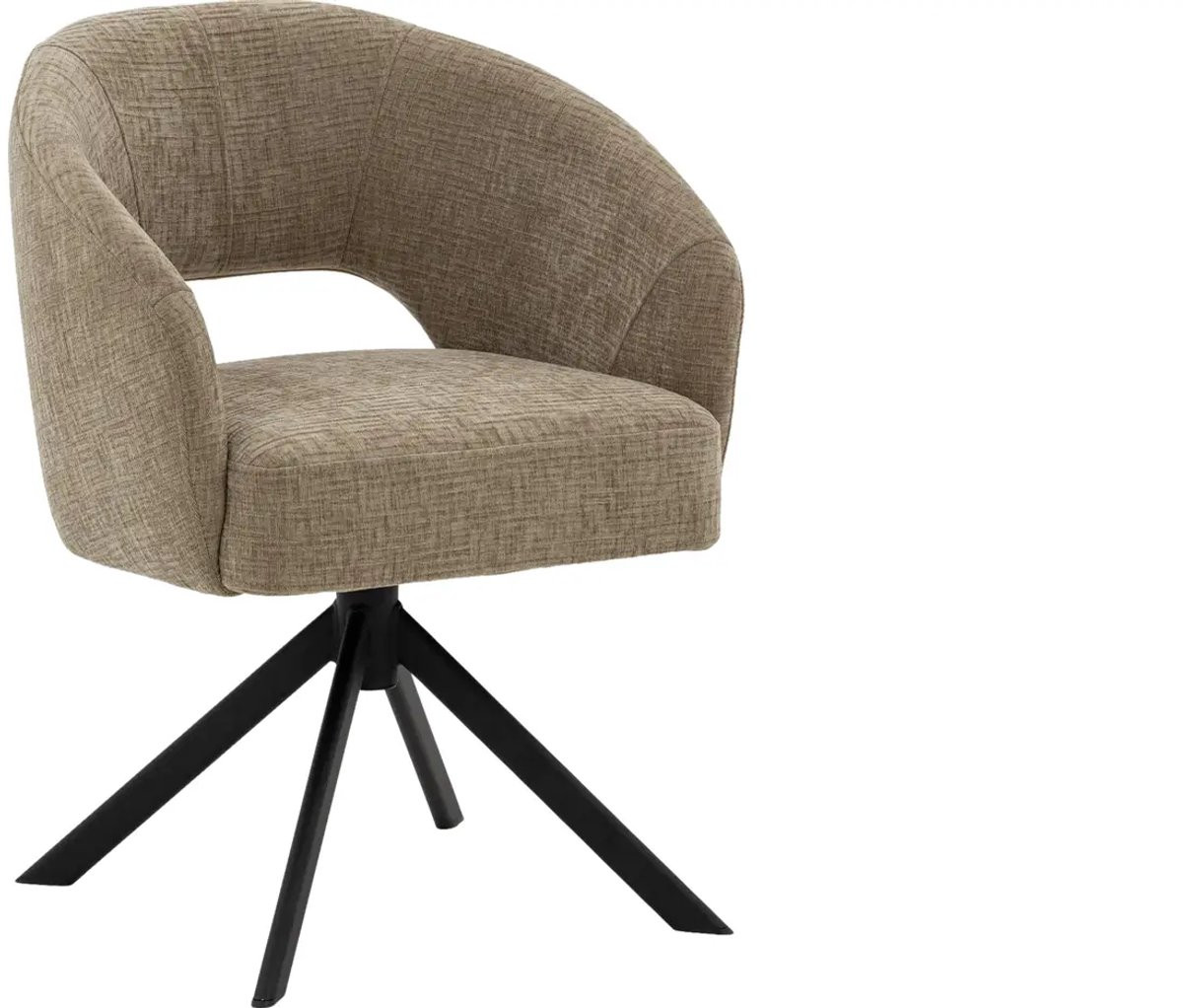 Goossens Eetkamerstoel Ilse met Armleuning - Beige Stof