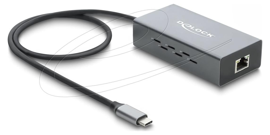 Delock USB Type-C Gigabit LAN-adapter met PoE+ en Power Delivery