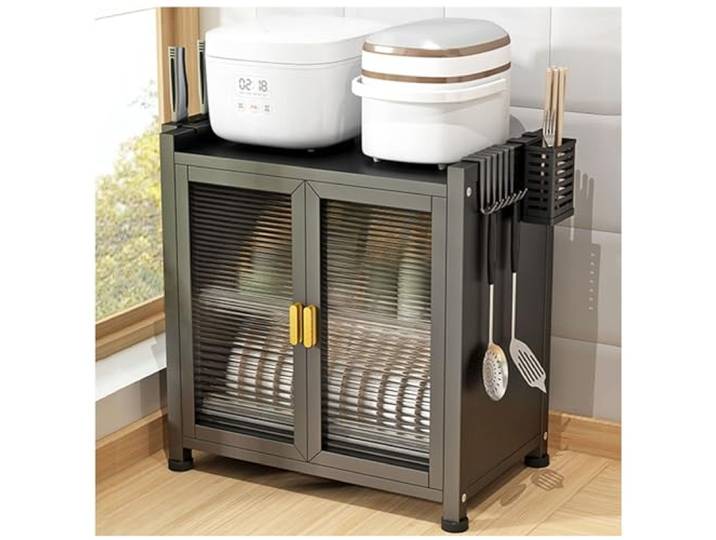 Küchenarbeitsplatte Aufbewahrungsschrank, Multifunktionaler Gebrauchsschrank Pantry Sideboard, Essen kompaktes Regal Speisekammer Schrank, Gewürz Organizer Geschirr Schüsseln Aufbewahrungsregal