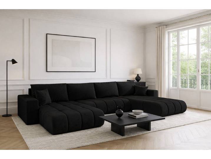 Kaiser Möbel Ecksofa U-Form Sofa mit Schlaffunktion im Veloursstoff Monolith MILO U PREMIUM, U-Form,Samtweiche Veloursoberfläche,Wasser- und schmutzabweisend