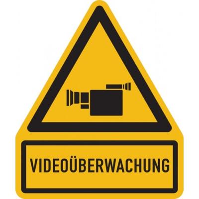 Warnschild, Videoüberwachung - 200x237x0.45 mm Aluminium geprägt
