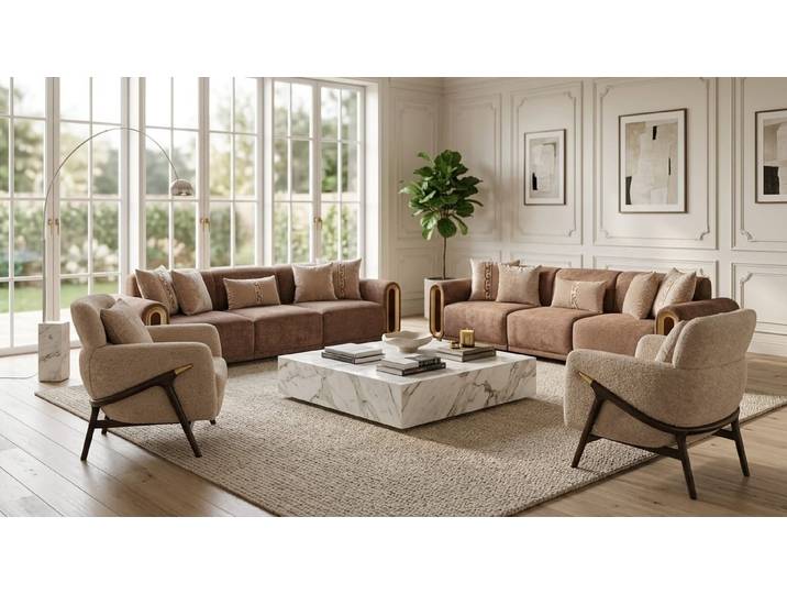 JVmoebel Polstergarnitur Luxuriöses Wohnzimmer-Set mit 4+4+1+1-Sitzer und edler Optik, (4-tlg., 4er-Set)