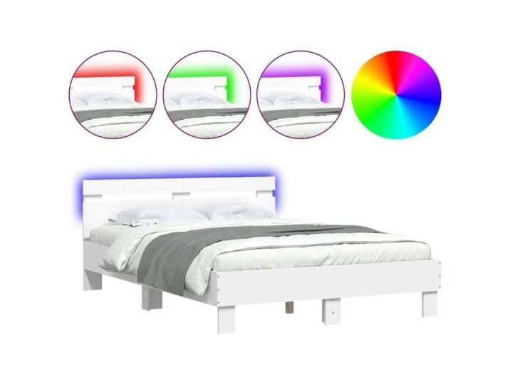 Cadre de lit simple - avec tête de lit - et LED blanc 120x190 cm - LL262006
