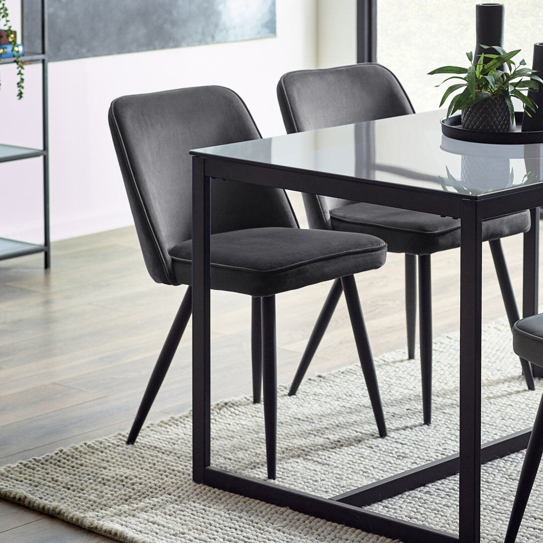 Ebern Designs Iisakki 48 cm H Velvet Side Chair Grey 80cm H X 45cm W X 57cm D