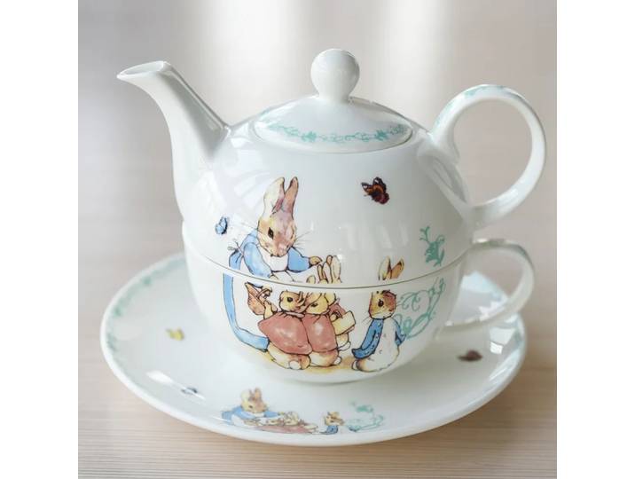 Service à thé pour le thé de l'après-midi européen, théière, tasse et soucoupe, service à thé britannique en porcelaine fine, théière et tasse individuelles, en céramique, motif dessin animé, mignon