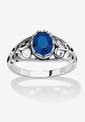 Sterling Silver Swirl Simulated Birthstone Ring by PalmBeach Jewelry in September (Size 5)