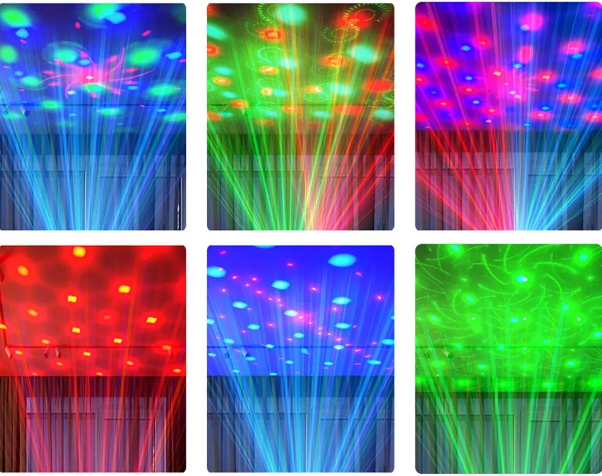 INF Lampe boule disco magique LED colorée 10 LEDs avec prise US - Activée par le son, télécommandée, effets laser et disco,