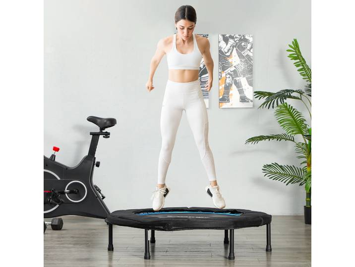 SPORTNOW Trampoline Fitness Ø102cm Pliable Acier Bleu 100kg