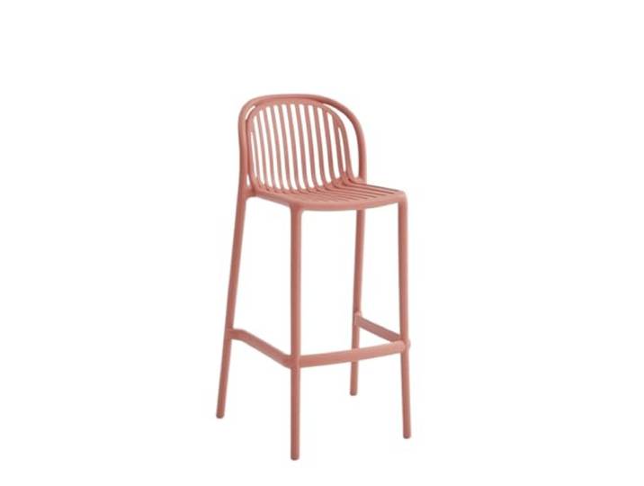 VNCdfhETs Barstuhl Stapelbarer Barhocker Aus Kunststoff Mit Rückenlehne for Die Freizeit Im Freien Zu Hause Barhocker(Pink)