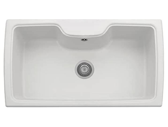Quarz-Spülbecken für Küche, Einbauspüle PLADOS HR0860, Einzelbecken 86 cm, Milchweiß